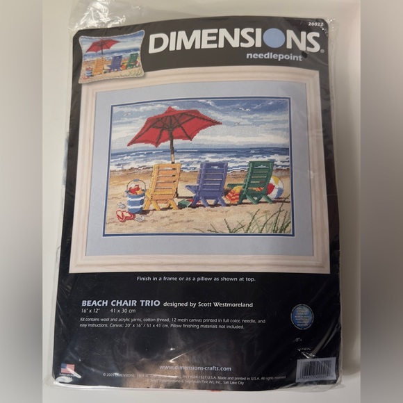 Dimensions Other - Dimensions Beach Chair Trio Needlepoint Kit. Finish in a Frame or as a Pillow.